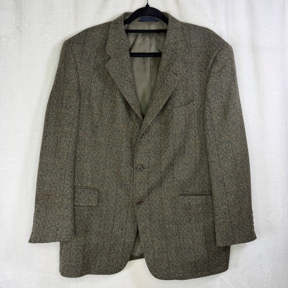 Burberry Sport Coat Men 42S Brown Green Tweed Herringbone Wool Blazer 3 Button